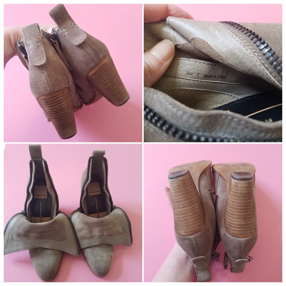 Dolce Vita Taupe Suede Double Zip Booties - Picture 6 of 7